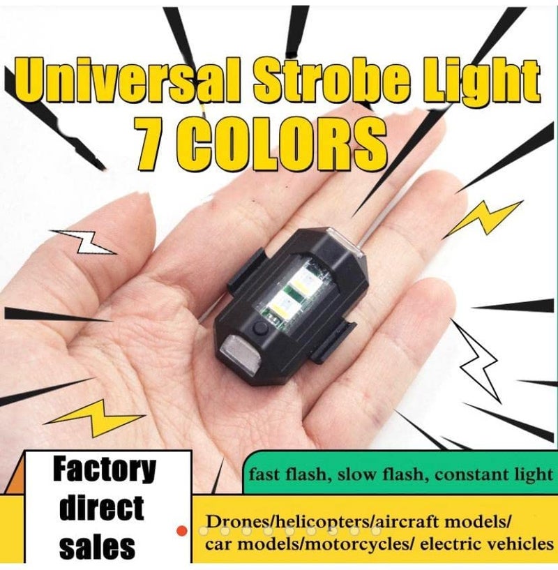 OBEROI'S TRADERS 7 Colors LED With 3 Flashing/Blinking Modes Aircraft Strobe/Helmet Exterior Night Signal Light With USB Rechargeable Cable Kit For Drone Flashing, Bike Bicycle (2 Piece) - Image 5