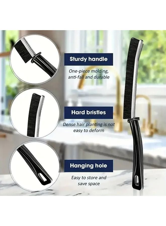 5pcs Black Crevice Cleaning Brush Multi Purpose Narrow Slit Cleaner With Ergonomic Handle - Image 4