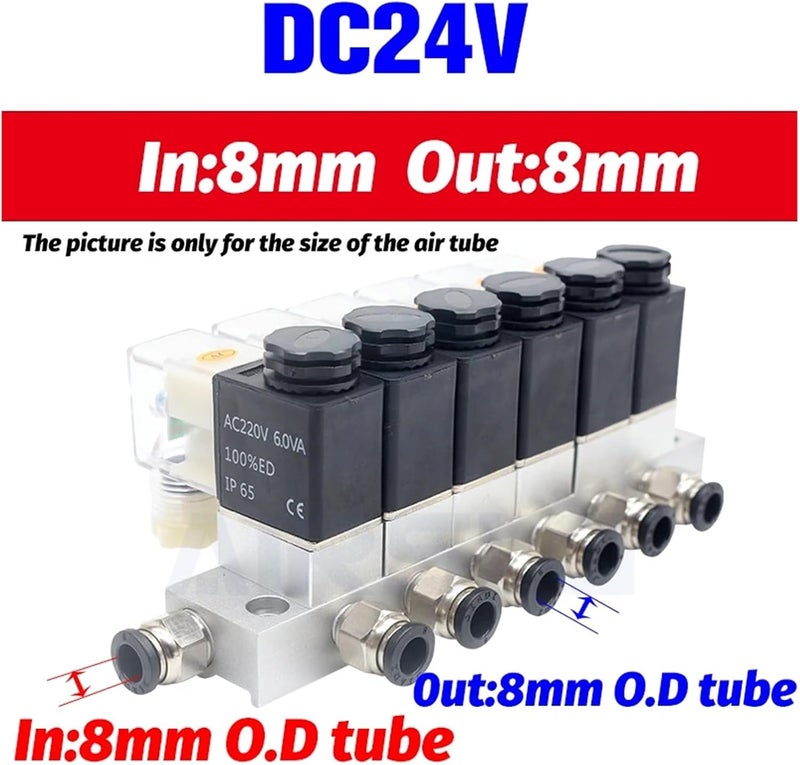 2v025 Multi-Way Combination Manifold Pneumatic Solenoid Valve 12V 24V 110V 220V 2way Normally Closed Magnetic Valve(Dc24v 8mm) - Image 2