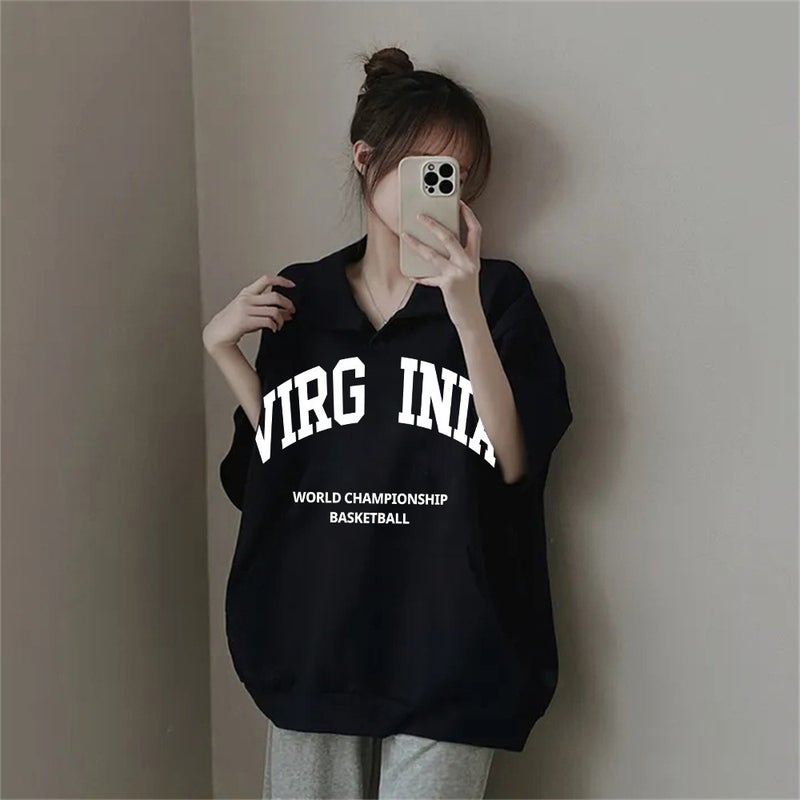 Factory Polo Collar Short Sleeve Half Sleeve Top Foreign Style Age Reducing Letters Tide Brand Korean Knot Design Feeling T-Shirt For Men And Women - Image 4