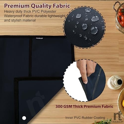 NABAAT Premium Microwave Oven Cover for Kitchen Decor Durable Dustproof Waterproof Modern Design with 4 Side Pockets for Kitchen Accessories - Blue (100 x 35cm) - Image 2