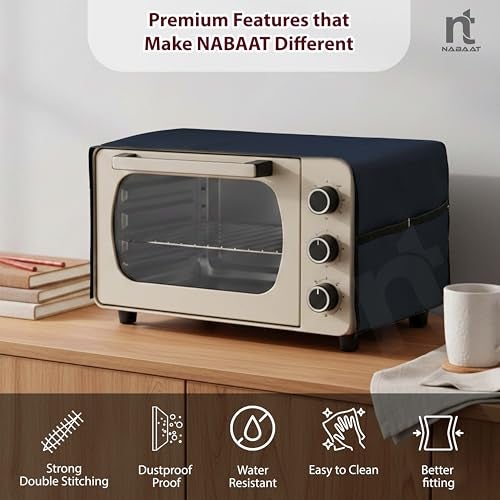 NABAAT Premium Microwave Oven Cover for Kitchen Decor Durable Dustproof Waterproof Modern Design with 4 Side Pockets for Kitchen Accessories - Blue (100 x 35cm) - Image 5