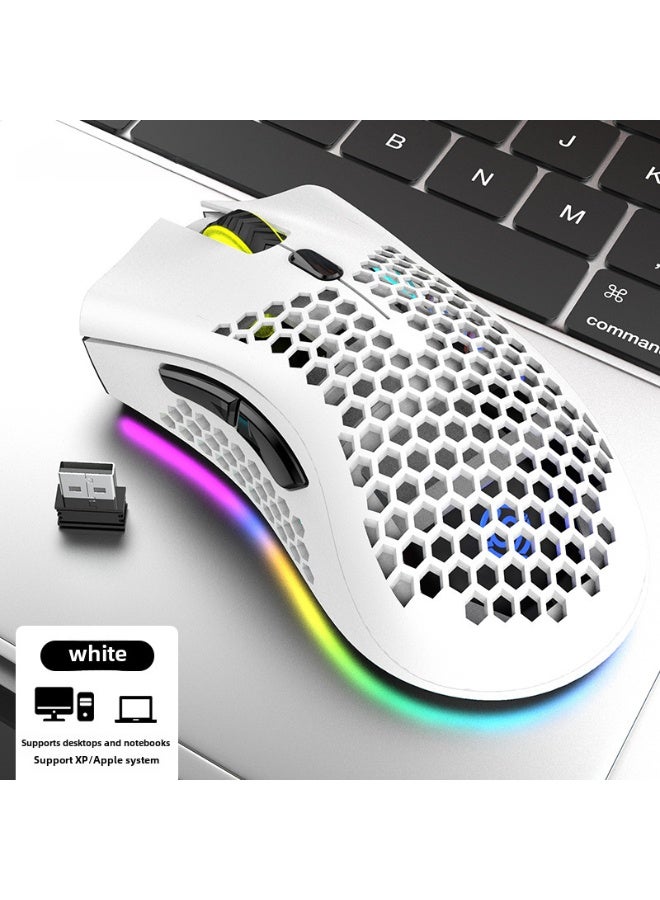 NIBEMINENT BM600 Wireless RGB Gaming Mouse with Honeycomb DesignWhite White 