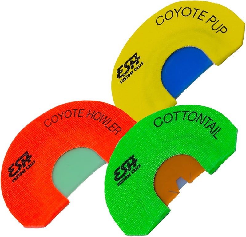 ESH Store Mouth Coyote Call Combo Pack – Set of 3 Realistic Predator Calls for Hunting - Coyote Pup, Coyote Howler, and Cottontail Diaphragm Calls - Image 1