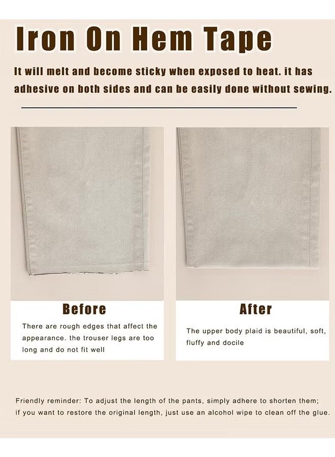 لفتان من شريط حياكة الحواف بالكي، شريط لاصق لتثبيت القماش بدون خياطة، مناسب للملابس والسراويل والفساتين والستائر ومشاريع الأقمشة اليدوية، 1 بوصة × 70 ياردة لكل لفة - Image 3