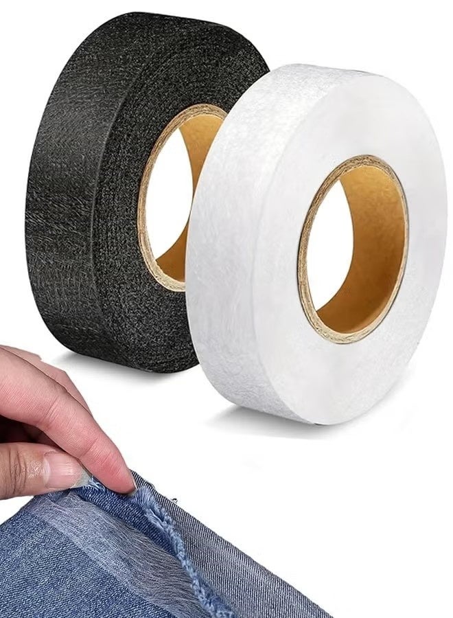 لفتان من شريط حياكة الحواف بالكي، شريط لاصق لتثبيت القماش بدون خياطة، مناسب للملابس والسراويل والفساتين والستائر ومشاريع الأقمشة اليدوية، 1 بوصة × 70 ياردة لكل لفة - Image 1