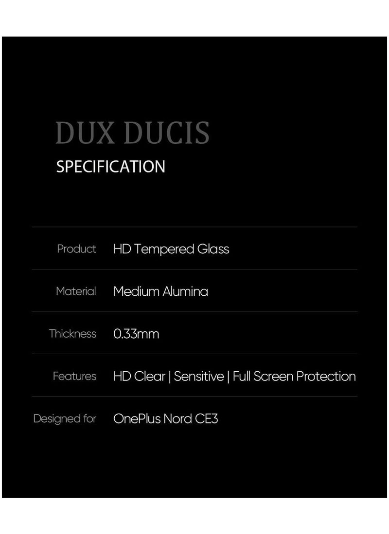 DUX DUCIS - DUX DUCIS 9D Tempered Glass Screen Protector, Designed for OnePlus Nord CE3/OPPO K11, Medium Alumina Glass Film Full Glue HD Clear Phone Screen Protector - Black - Image 1