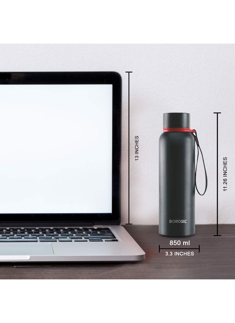 BOROSIL Borosil Hydra Trek 850 ml Stainless Steel Water Bottle | Double Wall Vacuum Insulated Flask, Black | 20 Hours Hot & 24 Hours Cold | Ideal for Personal & Corporate Gifting | 1 Year Warranty  - Image 5