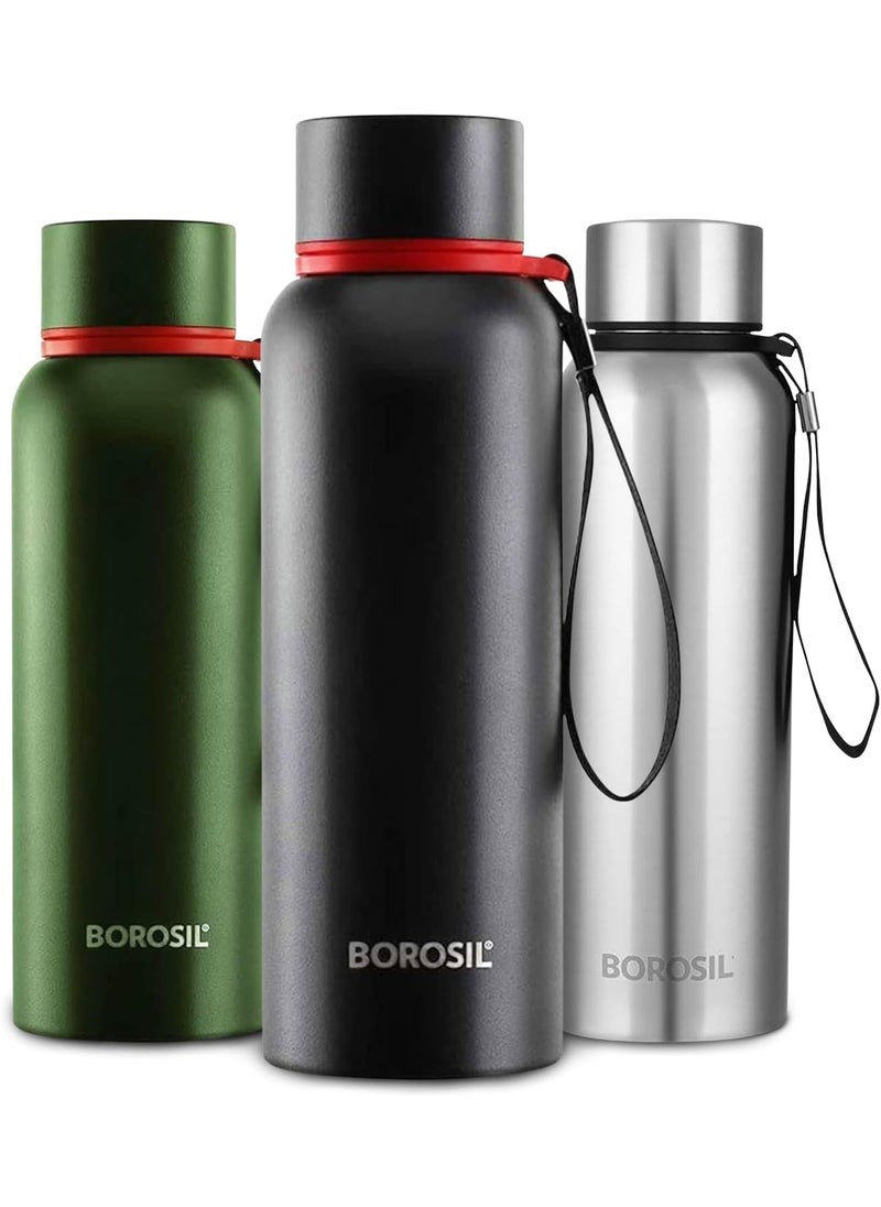 BOROSIL Borosil Hydra Trek 850 ml Stainless Steel Water Bottle | Double Wall Vacuum Insulated Flask, Black | 20 Hours Hot & 24 Hours Cold | Ideal for Personal & Corporate Gifting | 1 Year Warranty  - Image 1