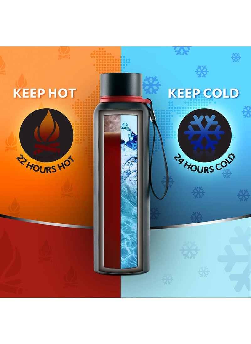 BOROSIL Borosil Hydra Trek 850 ml Stainless Steel Water Bottle | Double Wall Vacuum Insulated Flask, Black | 20 Hours Hot & 24 Hours Cold | Ideal for Personal & Corporate Gifting | 1 Year Warranty  - Image 3