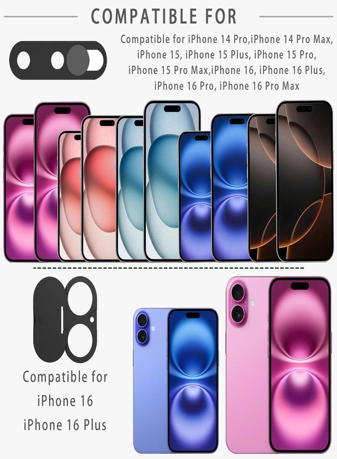 EYSOFT غطاء كاميرا أمامية EYSOFT متوافق مع آيفون 16/16 بلس مع غطاء عدسة خلفية، يحمي الخصوصية والأمان ولكن لا يؤثر على التعرف على الوجه (عبوة 2) - نسخة محدثة 2025 - Image 2