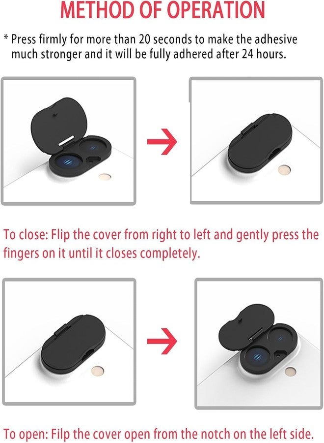 EYSOFT غطاء كاميرا أمامية EYSOFT متوافق مع آيفون 16/16 بلس مع غطاء عدسة خلفية، يحمي الخصوصية والأمان ولكن لا يؤثر على التعرف على الوجه (عبوة 2) - نسخة محدثة 2025 - Image 5