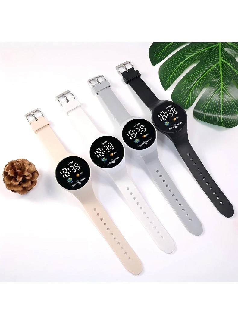 Touch 4pcs Fashion Round Touch Screen Electronic Watch Digital Student Watch - Image 1