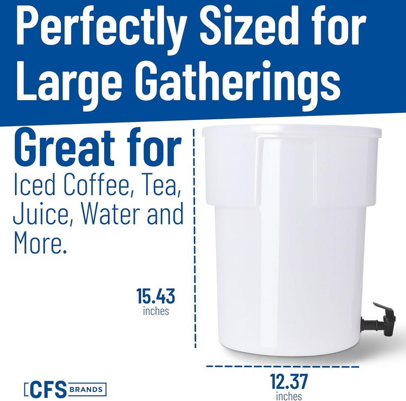 Carlisle FoodService Products 5 Gallon Polyethylene Round Beverage Dispenser in White - Image 5