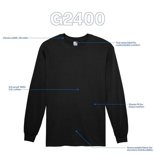 Gildan Men's Ultra Cotton Long Sleeve T-Shirt, Style G2400, Multipack, Black (2-Pack), X-Large - Image 4