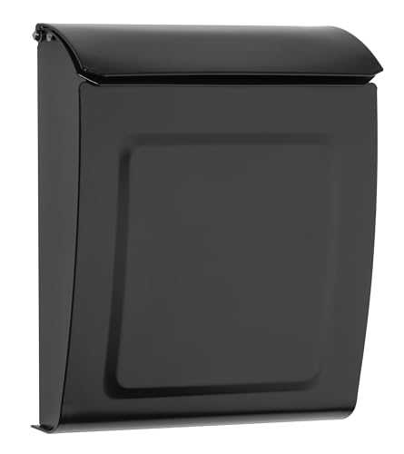 Architectural Mailboxes Aspen™ Locking, Vertical Wall-Mounted Mailbox for Outside, Modern Metal Galvanized Steel Small Mail Box with Lock and Key Drop Box, Black - Image 1
