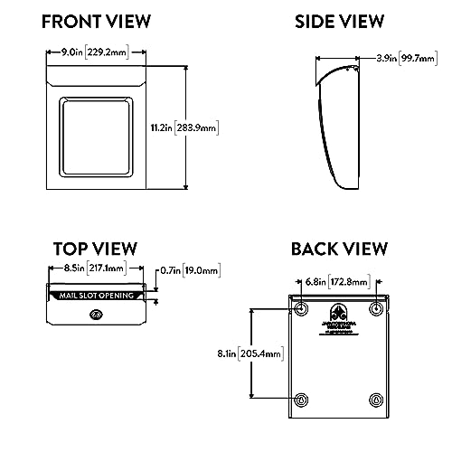 Architectural Mailboxes Aspen™ Locking, Vertical Wall-Mounted Mailbox for Outside, Modern Metal Galvanized Steel Small Mail Box with Lock and Key Drop Box, Black - Image 5