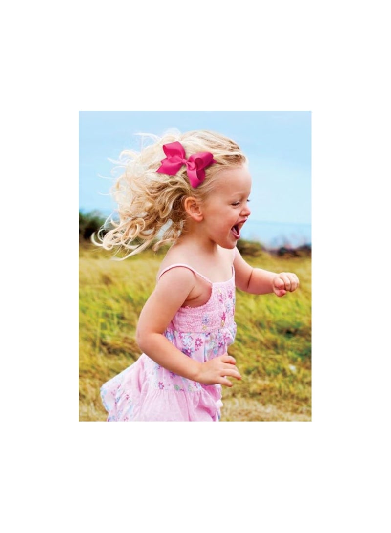 ORiTi Girls' Classic Grosgrain Hair Bow on a WeeStay Clip with Plain Wrap, Multiple Color and Size Options for All Hair Types, Handmade - Image 2