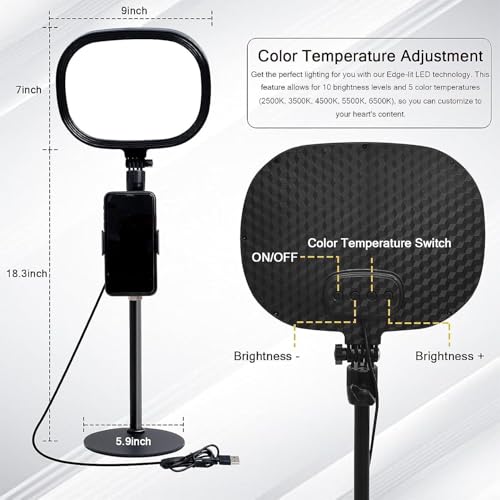 Adofys Slab Key Light for Video Shooting YouTube, Tripod Stand with Light Five Color Temperatures 3200K-5600K, Adjustable Brightness 1455 Lumens, CRI 95+ with Extendable Stand for Content Creation. - Image 2