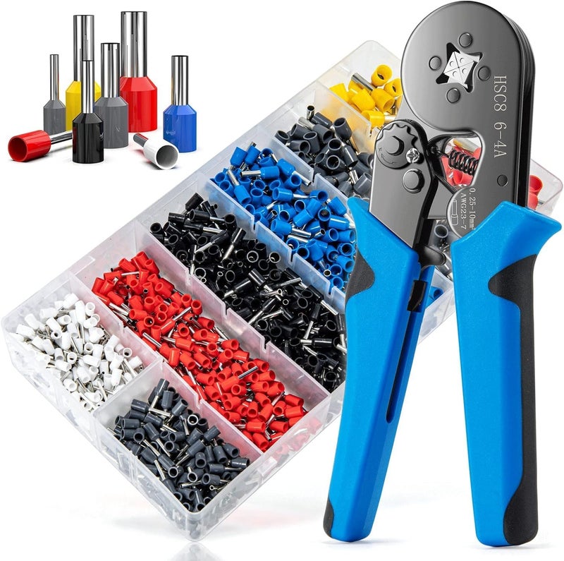 CESITRA Wire Crimping Tool Kit Ferrule Crimping Tool Self Adjusting Square Electrician Wire Crimper Plier for AWG237 with 1200pcs Ferrule Wire Copper Crimp Connector Crimper Plier02510mm - Image 1