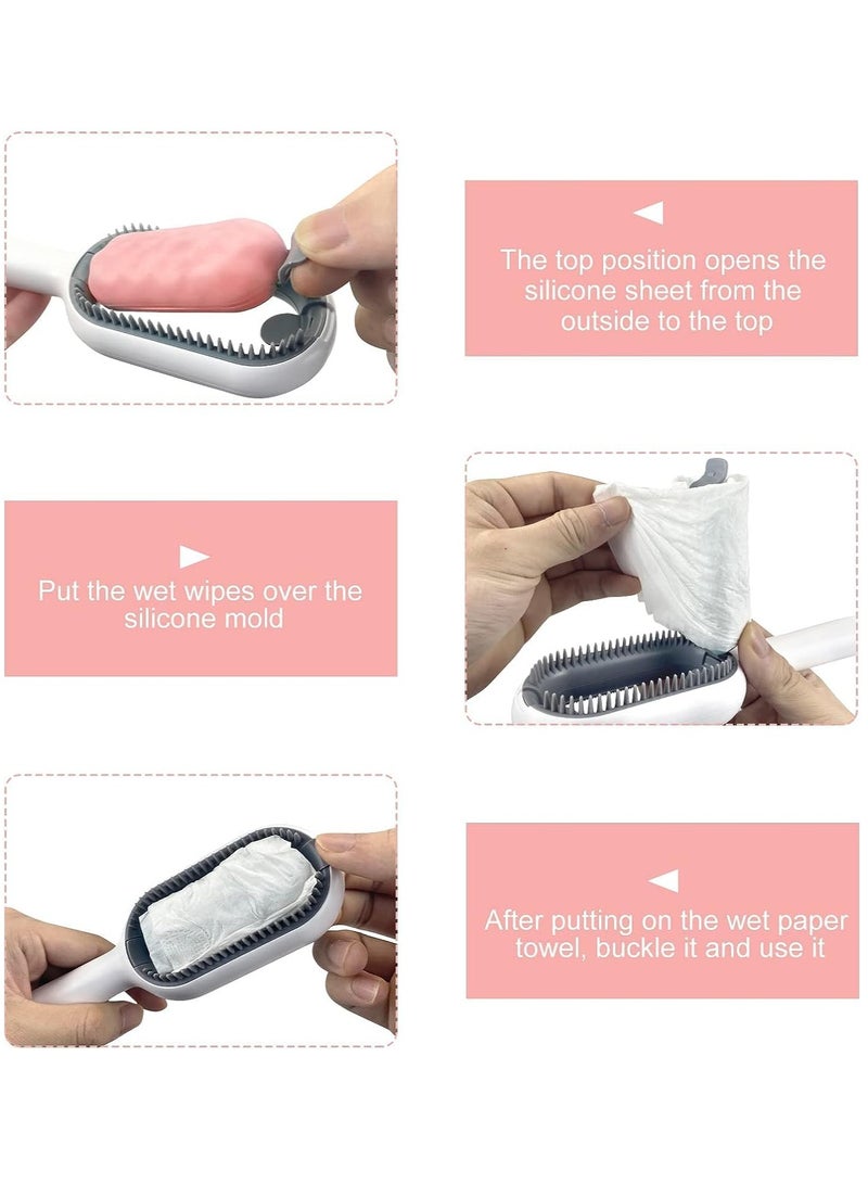 PetGravity Pet Cleaning Hair Removal Comb, Cat Free Wet Wipe Comb, Pet Sticky Hair Apparatus, Cat and Dog Universal Pet Comb, Cat Cleaning Supplies (Short hair model, Pink) - Image 4