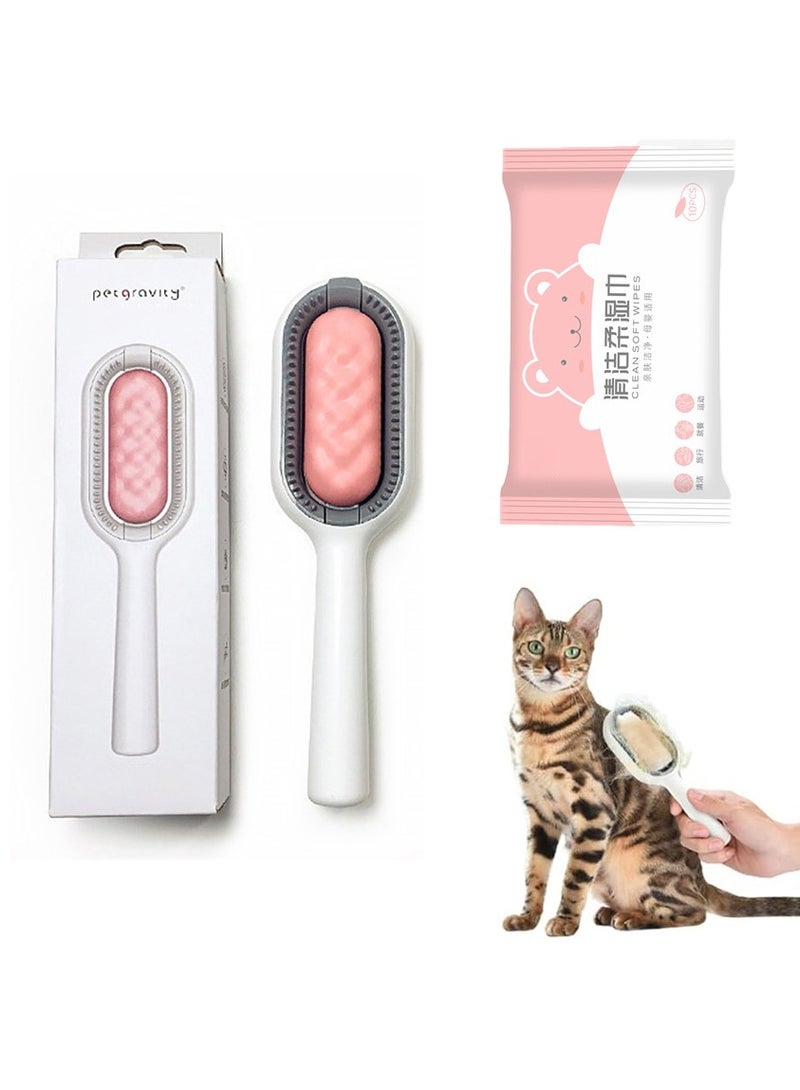 PetGravity Pet Cleaning Hair Removal Comb, Cat Free Wet Wipe Comb, Pet Sticky Hair Apparatus, Cat and Dog Universal Pet Comb, Cat Cleaning Supplies (Short hair model, Pink) - Image 1