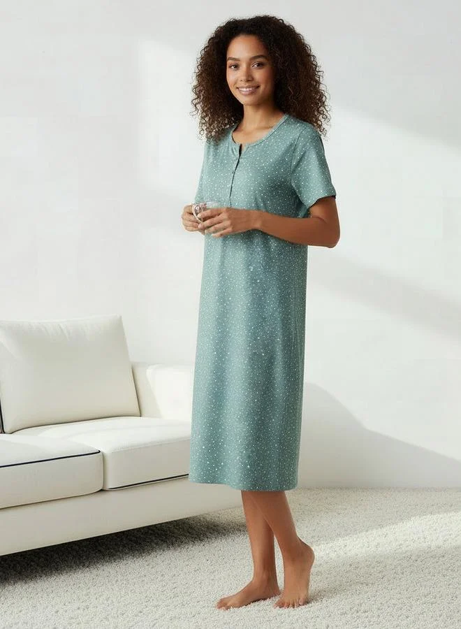 سبلاش فيڤ Printed Sleepshirt with Short Sleeves