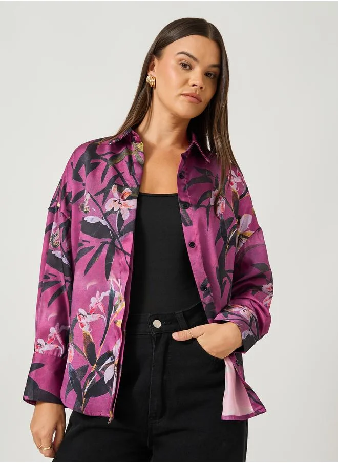 Styli Styli Floral Printed Long Sleeve Regular Fit Shirt