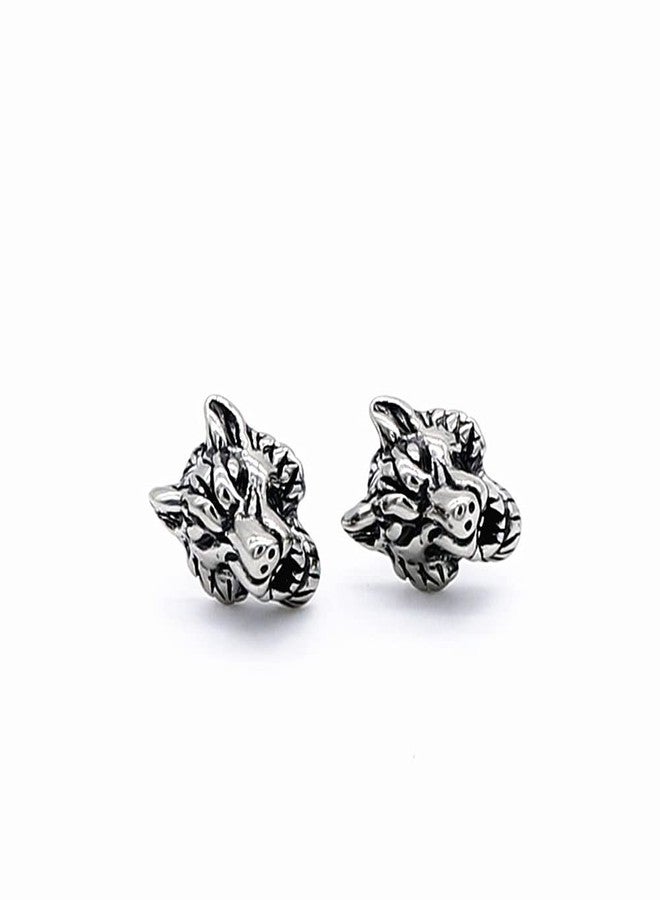 OIDIMS Punk Wolf Animal Stud Earrings for Men Women Cartilage Stainless Steel Cool Style Vintage Personalized Piercing Post Jewelry Rock Rock Gothic Hypoallergenic Father's Day Birthday Gifts for Son - Image 2