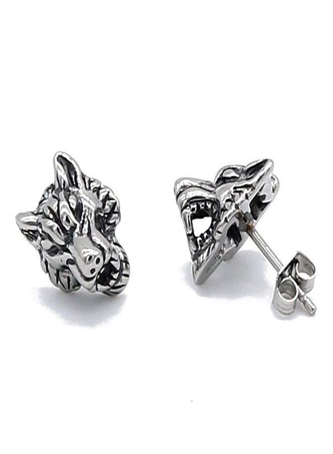 OIDIMS Punk Wolf Animal Stud Earrings for Men Women Cartilage Stainless Steel Cool Style Vintage Personalized Piercing Post Jewelry Rock Rock Gothic Hypoallergenic Father's Day Birthday Gifts for Son - Image 1