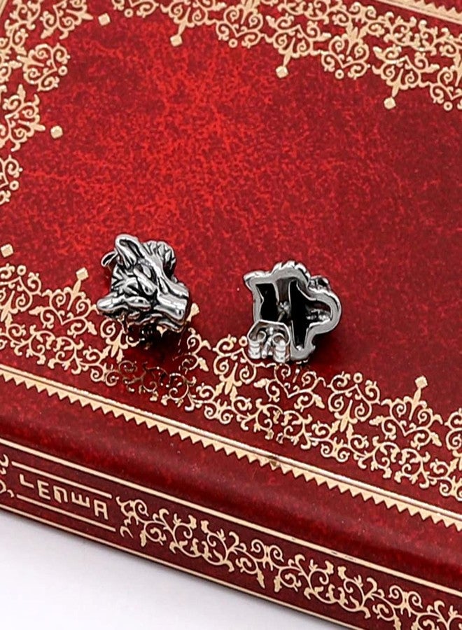 OIDIMS Punk Wolf Animal Stud Earrings for Men Women Cartilage Stainless Steel Cool Style Vintage Personalized Piercing Post Jewelry Rock Rock Gothic Hypoallergenic Father's Day Birthday Gifts for Son - Image 4