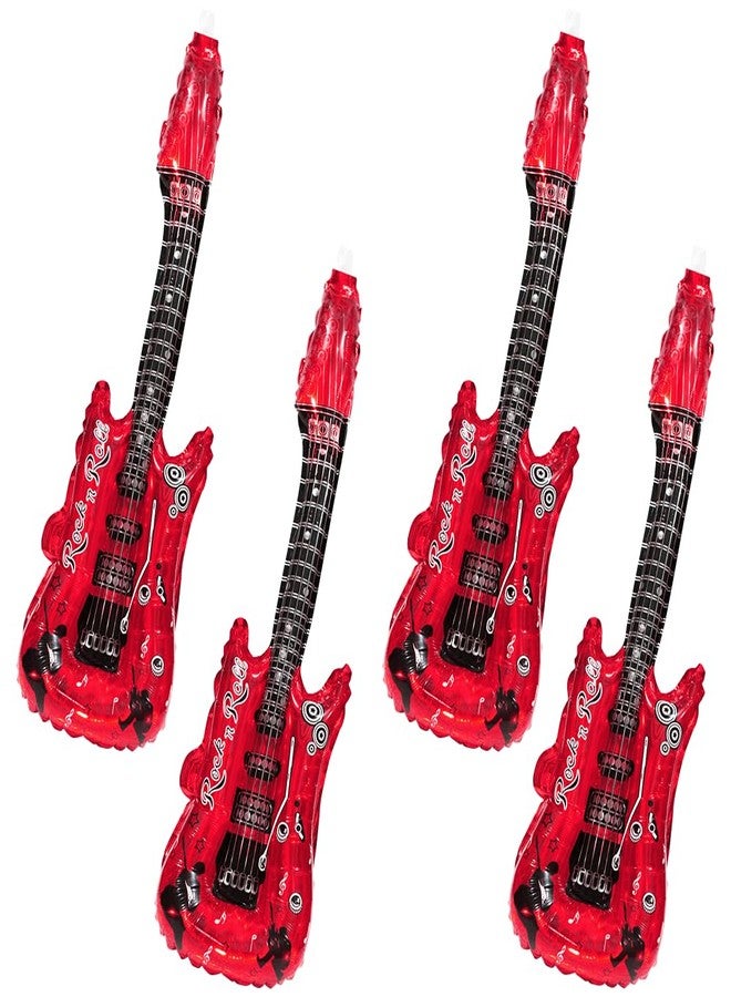 Deermon Red Music Note Guitar Foil Balloons, Disco Rock Props Musical Instrument Guitar Shaped Balloon With Bell For Stage Properties Early Education Festival Concert Birthday Baby Shower Party Supplies - Image 1