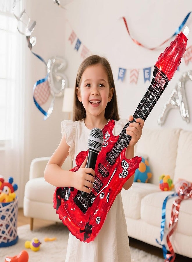 Deermon Red Music Note Guitar Foil Balloons, Disco Rock Props Musical Instrument Guitar Shaped Balloon With Bell For Stage Properties Early Education Festival Concert Birthday Baby Shower Party Supplies - Image 2