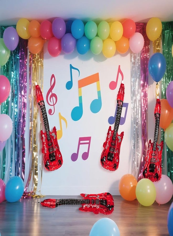 Deermon Red Music Note Guitar Foil Balloons, Disco Rock Props Musical Instrument Guitar Shaped Balloon With Bell For Stage Properties Early Education Festival Concert Birthday Baby Shower Party Supplies - Image 3