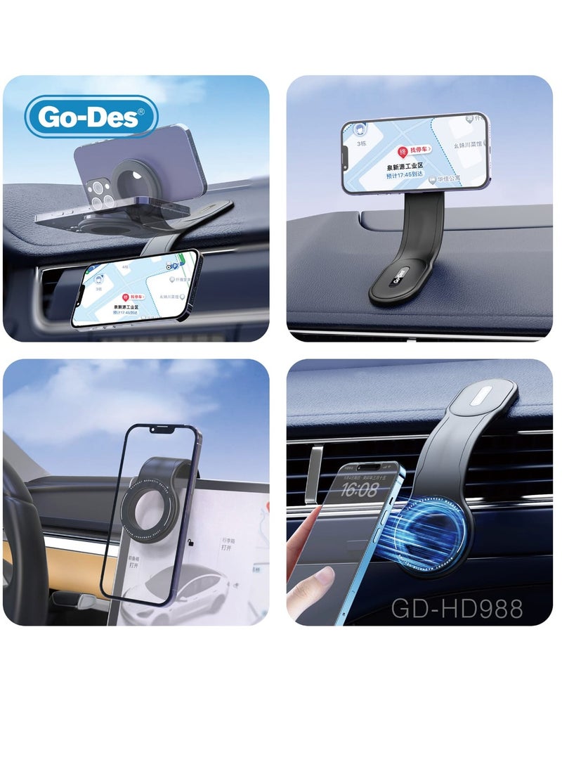 GO-DES GD-HD988 Super Strong Magnetic Freely Foldable Car Phone Holder Support MagSafe Charging - Image 5