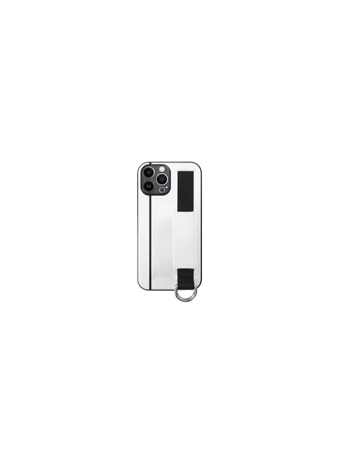 CATANES iPhone 13 Pro Max Case Cover with Hand Strap Finger Grip Loop and Card Holder Slot White  - Image 1