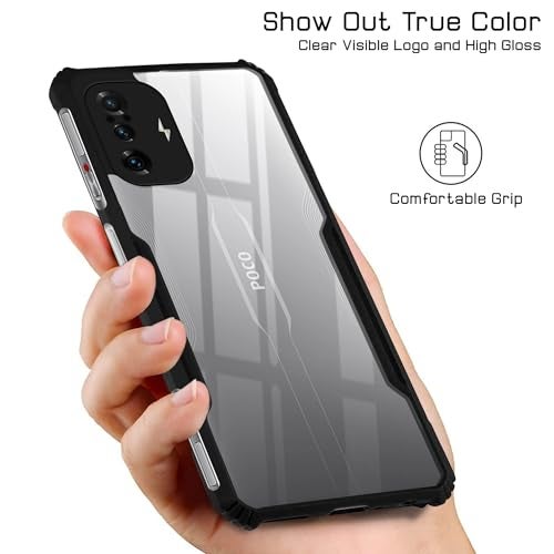 Jkobi Back Cover Case for Poco F3 GT (Shockproof with Polycarbonate Clear Panel | Professional Black) - Image 3