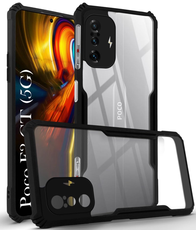 Jkobi Back Cover Case for Poco F3 GT (Shockproof with Polycarbonate Clear Panel | Professional Black) - Image 1
