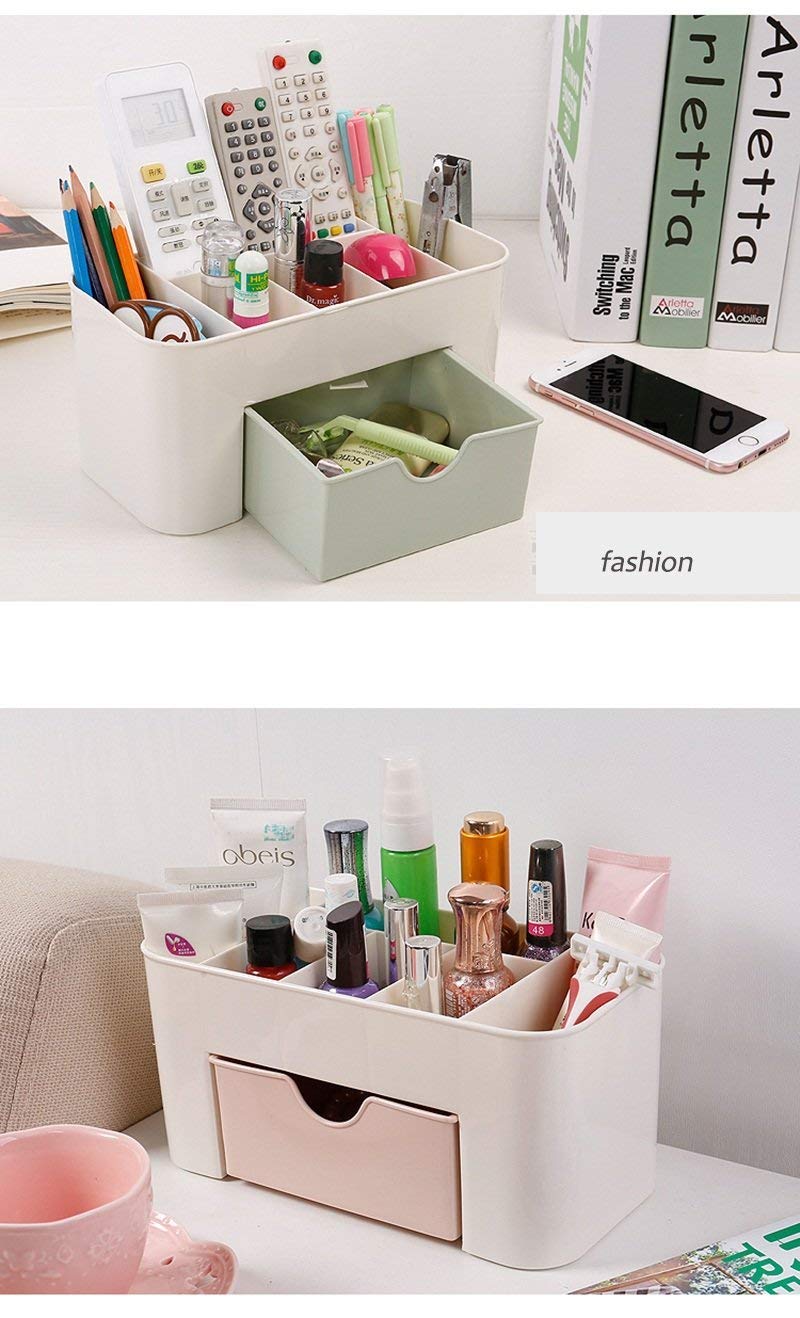FosCadit Cosmetics Storage Box, Cosmetic Make Up Organiser Display Table Desktop Storage Stand, Cosmetic Drawer Type Box Case Holder Brush Pen Jewelry Organizer Saving Space (Multicolor)(Plastic) - Image 2