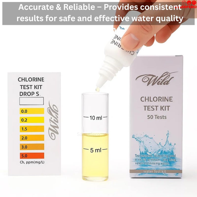 SANSEFERO ® Aquatic Remedies Chlorine Test Kit With Multi-Purpose Reliable Water Safety Testing For Tap Water, Aquarium Water, Drinking Water, Pools & Industrial Use 50 Tests (12.5 Ml) - Image 3