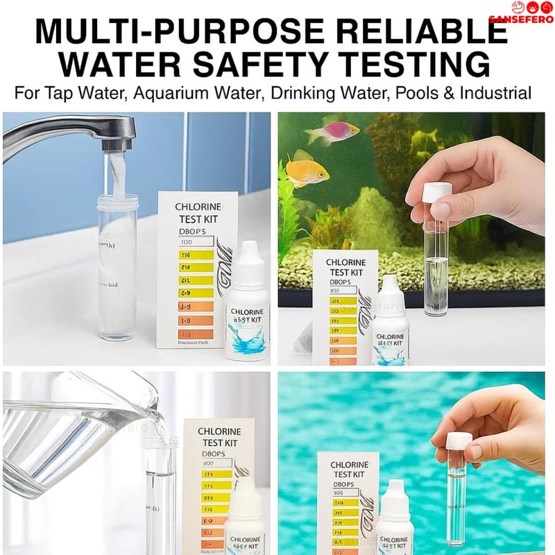 SANSEFERO ® Aquatic Remedies Chlorine Test Kit With Multi-Purpose Reliable Water Safety Testing For Tap Water, Aquarium Water, Drinking Water, Pools & Industrial Use 50 Tests (12.5 Ml) - Image 5