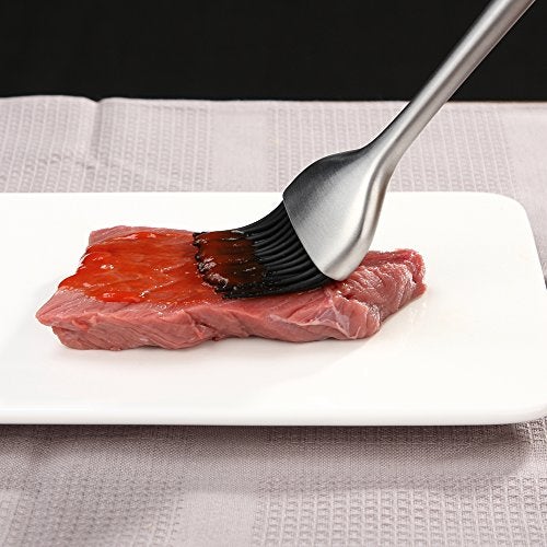 HQY Heavy-duty BBQ Basting Brush by HQY - Silicone Bristles with 12 Inch Stainless Steel Handle - Make Grilling Easy - 5 Year Guarantee - Image 3