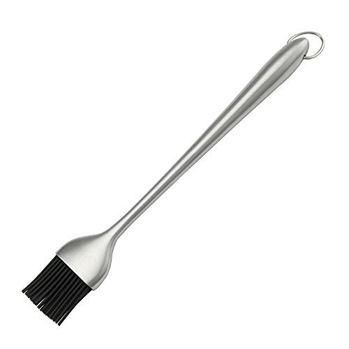 HQY Heavy-duty BBQ Basting Brush by HQY - Silicone Bristles with 12 Inch Stainless Steel Handle - Make Grilling Easy - 5 Year Guarantee - Image 1