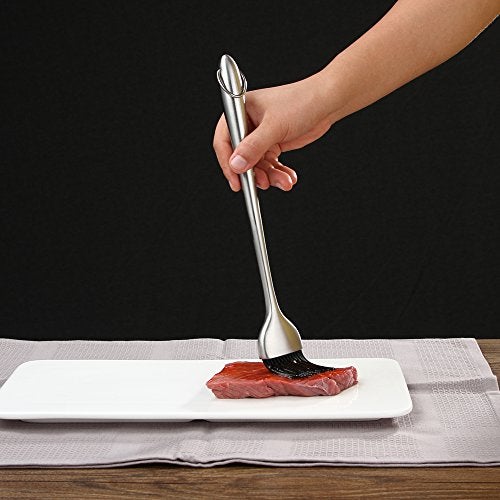 HQY Heavy-duty BBQ Basting Brush by HQY - Silicone Bristles with 12 Inch Stainless Steel Handle - Make Grilling Easy - 5 Year Guarantee - Image 4