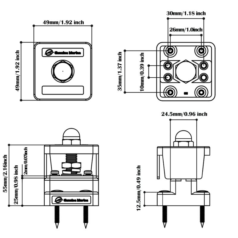 LENKRAD M10 Stainless Steel Single Stud Heavy Power Bus Bar 12V 250A Marine Battery Junction Block Ground Insulated Stud with Protective Cover, Dc 48V Negative Buss for Travel Trailer and Solar Setup - Image 2