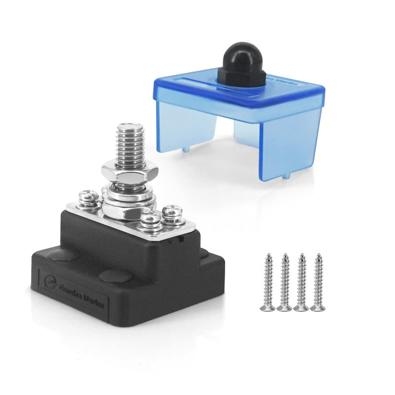 LENKRAD M10 Stainless Steel Single Stud Heavy Power Bus Bar 12V 250A Marine Battery Junction Block Ground Insulated Stud with Protective Cover, Dc 48V Negative Buss for Travel Trailer and Solar Setup - Image 1