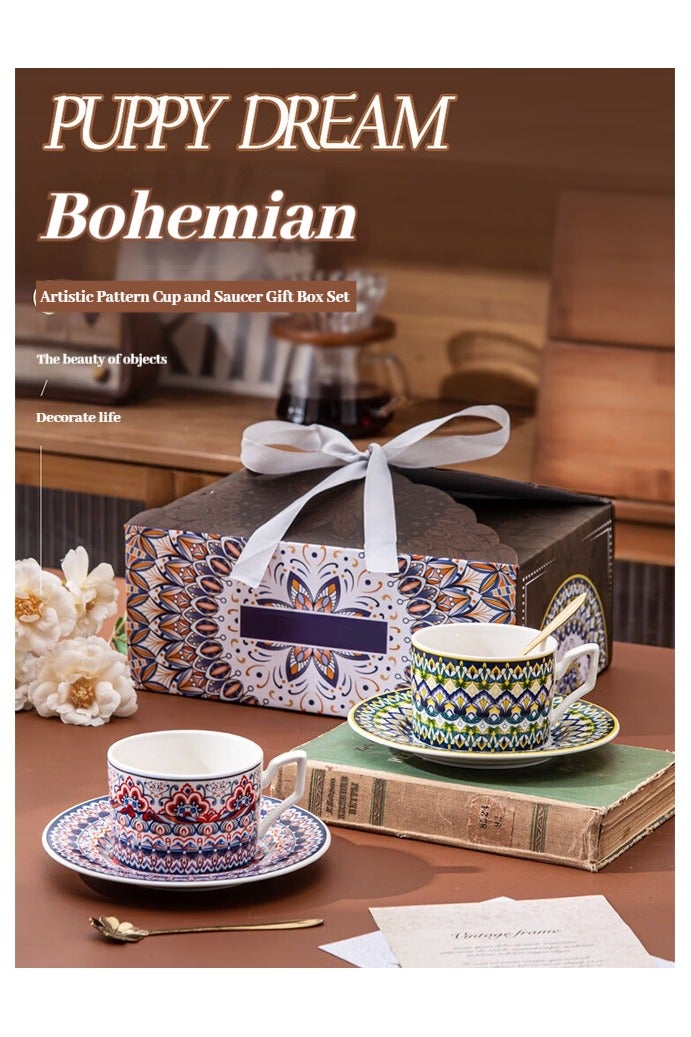Premium Coffee Cup & Saucer Set - Elegant Ceramic Tea/Coffee Cups, Perfect Wedding Favor & Occasion Gift• Stylish Ceramic Cup with Cake Plate• Soft-Grip Handle, Durable & Heat-Resistant• Easy to Clean - Ideal Gift (200ml Capacity)  - Image 2