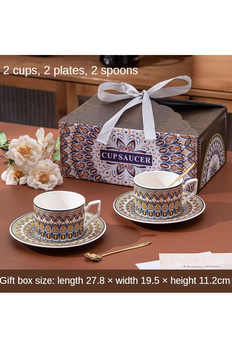 Premium Coffee Cup & Saucer Set - Elegant Ceramic Tea/Coffee Cups, Perfect Wedding Favor & Occasion Gift• Stylish Ceramic Cup with Cake Plate• Soft-Grip Handle, Durable & Heat-Resistant• Easy to Clean - Ideal Gift (200ml Capacity)  - Image 1
