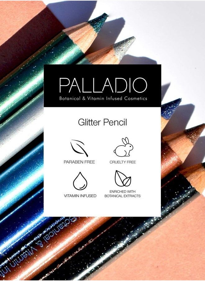 PALLADIO - Glitter Eyeliner Pencil Longlasting Creamy Cosmetic Pencil Shimmer Eye Liner Buttery Smooth Tip Professional Makeup Glittery Pencil Sharpenable, Brown Sparkle - Image 1