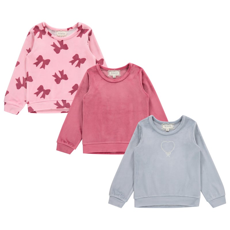 BTween Girls Cozy Velour Sweatshirt Set, 3 Pack of Soft Sweatshirts for Kids, Stylish Casual Outfits, Sizes 4-14 - Image 1